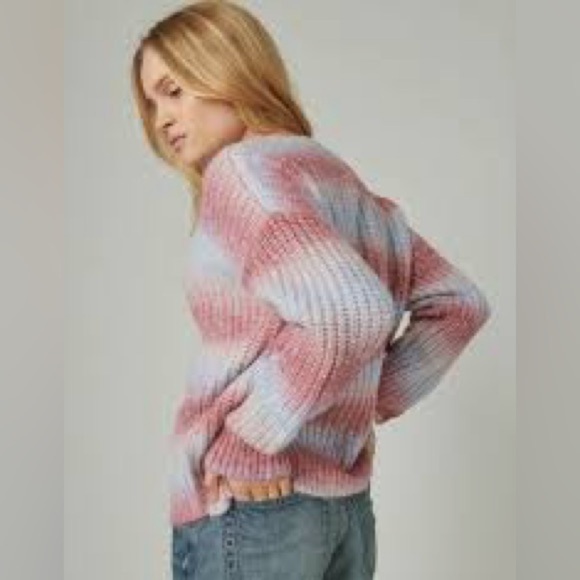 Arula Pink and Blue Crew Neck Sweater with Striped Pattern - Picture 2 of 8